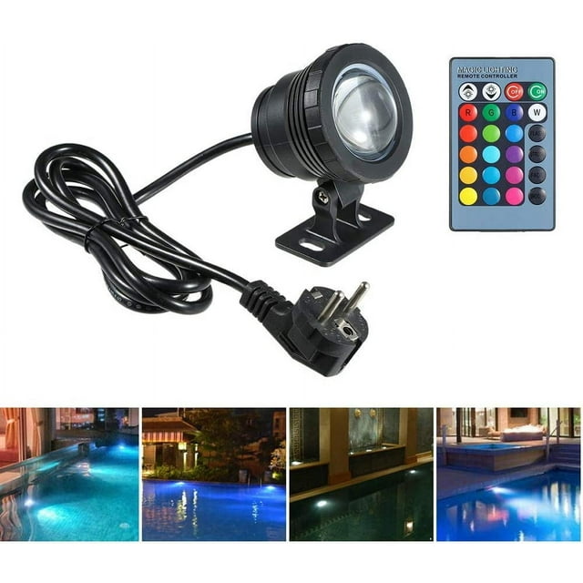 5W Pool Light with Remote Control, 4 Modes, RGBW, IP68, 85-265V, LED Aquarium Spotlight, Underwater Lamp, Submersible Lighting, Outdoor Projector for Ponds, Fountains, Lakes and Parks