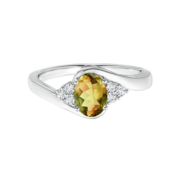 925 Sterling Silver 1.10 Ctw Andalusite Gemstone Bypass Shank Women Promise Ring