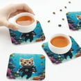 thumbnail image 7 of Pofeuu Underwater Diving Cat Print Leather Coasters Set of 6, Round Cups Mugs Mat Pad for Home Kitchen Heat Resistant Drink Coasters,Square, 7 of 7