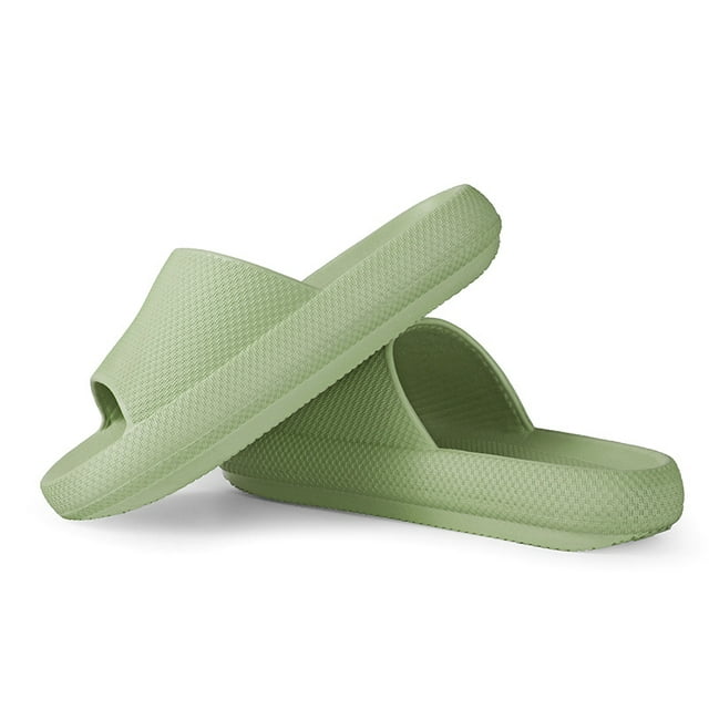 Pillow Slides, Pillow Slides,Unisex Shower Slide Sandal Summer Slippers Non-Slip Soft Pool Slides with Thick Sole,Open Toe Style Slippers,Ultra-Soft Slippers Extra Soft Cloud Shoes Green 37-38