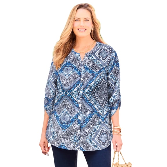 Catherines Women's Plus Size Petite Breezeway Georgette Blouse