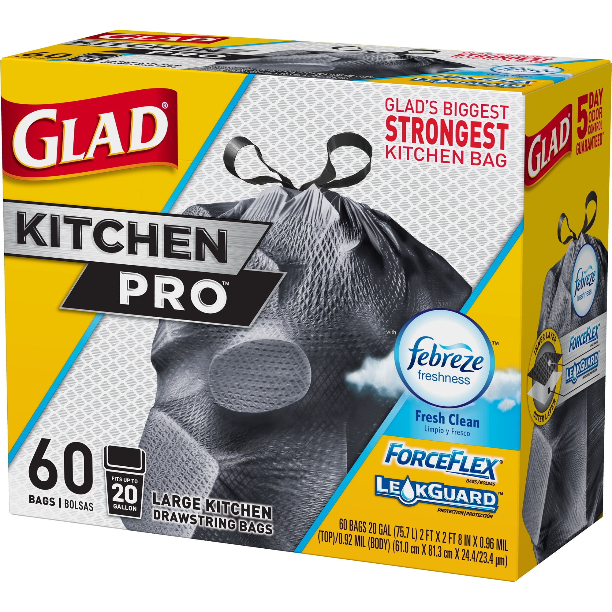 Glad Forceflex Kitchen Pro Drawstring Trash Bags Febreze Fresh Glad Forceflex Kitchen Pro Drawstring Trash Bags Febreze Fresh