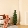 thumbnail image 3 of 4ft Artificial Coral Cedar Tree in Pot - Realistic Indoor Decorative Faux Plant with Lifelike Branches and Leaves for Home or Office, 3 of 3