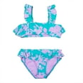 thumbnail image 2 of uublik Swimsuit for Girls 2 Piece Tropical Flower Print Beach Siamese Split Ruffle Suit Blue, Sizes 7-14, 2 of 5