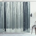 thumbnail image 1 of Ambesonne Winter Shower Curtain, Foggy Mysterious Woods, 69"Wx84"L, Black White, 1 of 3