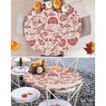 thumbnail image 2 of Round Tablecloth Red Chinoiserie Floral Elastic Edge Fitted Vintage Farmhouse Cottagecore Plastic Table Cover,Waterproof Oil Proof for Dinner,Outdoor, Picnic, 36" - 44"&nbsp; DIA Tables, 2 of 6