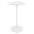 thumbnail image 2 of Modway Lippa 28" Round Modern Artificial Marble Bar Table in White, 2 of 9