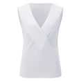 thumbnail image 4 of Gbsyewxs Womens Tops Sleeveless V Neck Solid Color Fashion Summer T Shirts For Women White, 4 of 5