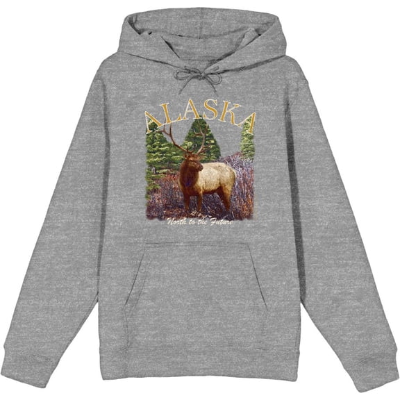 Adventure Society Alaska Adult Heather Gray Long Sleeve Hoodie-Medium