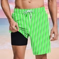 thumbnail image 2 of Umfun Men's Vertical Stripe Board Shorts Elastic Waist Premium Compression Inner Swim Trunks for Swimming Training and Water Sports, 2 of 5