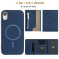 thumbnail image 3 of Dteck Magnetic Case for iPhone XR, 2 in 1 Wallet Case Detachable Card Holder, Compatible with MagSafe, Slim PU Leather RFID Blocking Credit Slots Zipper Pocket,Blue, 3 of 7