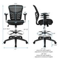 thumbnail image 3 of Costway Mesh Drafting Chair Office Chair w/Adjustable Armrests & Foot-Ring Black, 3 of 11