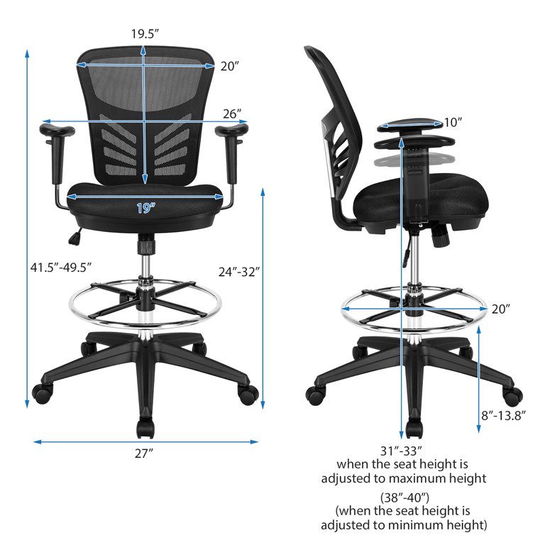 Costway Swivel Drafting Chair Tall Office Chair W/ Adjustable