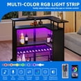 thumbnail image 4 of DEXTRUS 5 Tier Home Bar Unit, 43" Wine Cabinet with LED Lights, Mini Liquor Bar with Wine Rack and Footrest, Black, 4 of 10