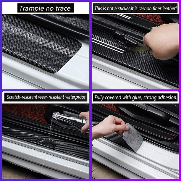 Plaques de seuil de porte de voiture en fiber de carbone 4 pièces
