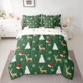 thumbnail image 3 of Manfei Cartoon Christmas Reindeer 7 Pieces Bedding Comforter Set, Xmas Tree Snowflake Full Bedding Set, Teen Kid Boy Girl Reversible Fitted Sheet Flat Sheet, Breathable Home Decor, 3 of 8