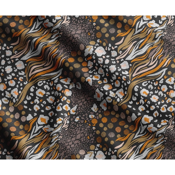 Soimoi Animal Skin Print, Silk Fabric Decor Sewing Fabric By The Yard- 42 Inch Widedecorative Fabric For Shirts, Suits, Ties - Black