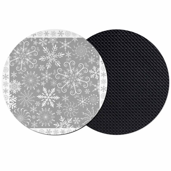 Snowflakes Christmas Coasters Set of 2, Absorbent Coasters for Drinks, Grey Xmas Winter Vintage Coaster for Desk Coffee Table Protection, Home Decor House Warming Gifts 4"