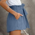 thumbnail image 5 of XIMIN Lady Loose Shorts High Waisted Shorts Striped Ruffle Elastic Waist Summer Beach Short with Pockets Belt Lady Casual Shorts, 5 of 9