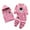 Pink, variant on WOYY Boys Outfits Bear Embroidery Sweatshirt Zip Up Hooded Vest Pants 3Pcs Sets