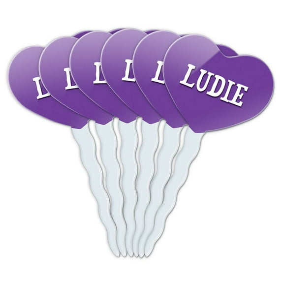 Ludie Heart Love Cupcake Picks Toppers - Set of 6