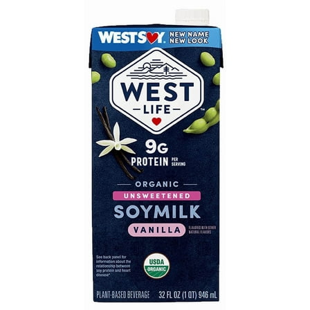 Westsoy Organic Unsweetened Soy Milk Vanilla 32 fl oz Pack of 4