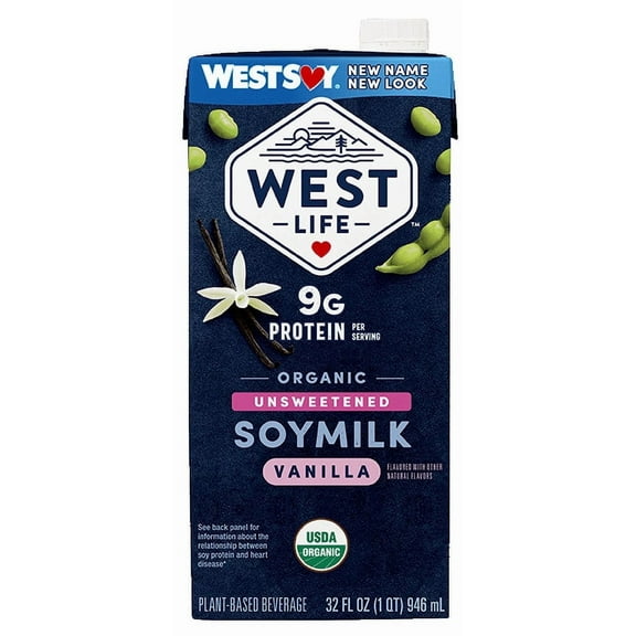Westsoy Organic Unsweetened Soy Milk Vanilla 32 fl oz Pack of 4
