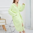 thumbnail image 2 of Luxalzxs Long Hooded Robe for Women Solid Color Full Length Bathrobe Winter Warm Pajamas Shower Nightgown Housecoat with Pockets, 2 of 5