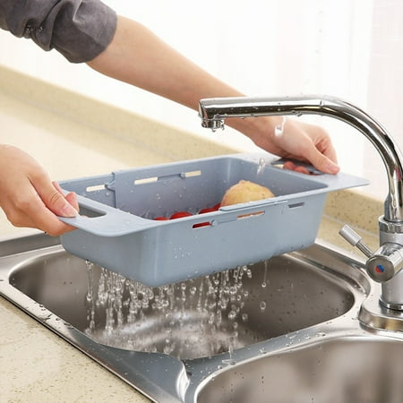 

Over the Sink Colander Strainer Basket Simple and Elegant Design for Cooked Pasta and Dry Dishes