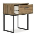 thumbnail image 3 of Deana Nightstand, 1 Drawer, Honey Brown Wood, Black Metal, 26 Inch, 3 of 5