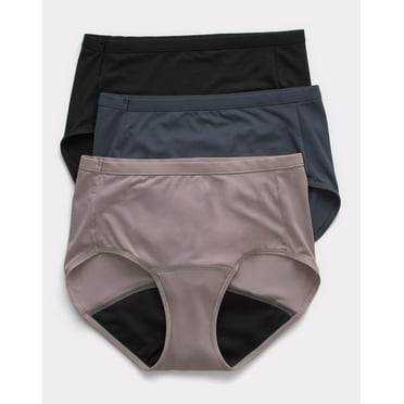 Hanes Comfort, Period. Women's Brief Underwear, Light Leaks, Neutrals, 3-Pack Assorted 10
