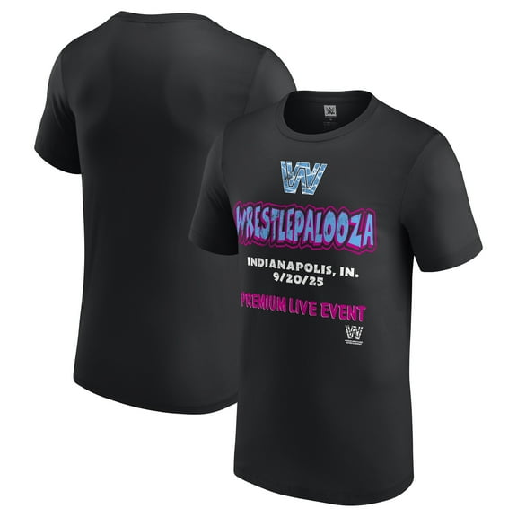 Men's Black WrestlePalooza 2025 Retro T-Shirt