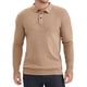 thumbnail image 1 of Camisa de polo de punto de negocios de color sólido de manga larga para hombre L caqui, 1 of 6