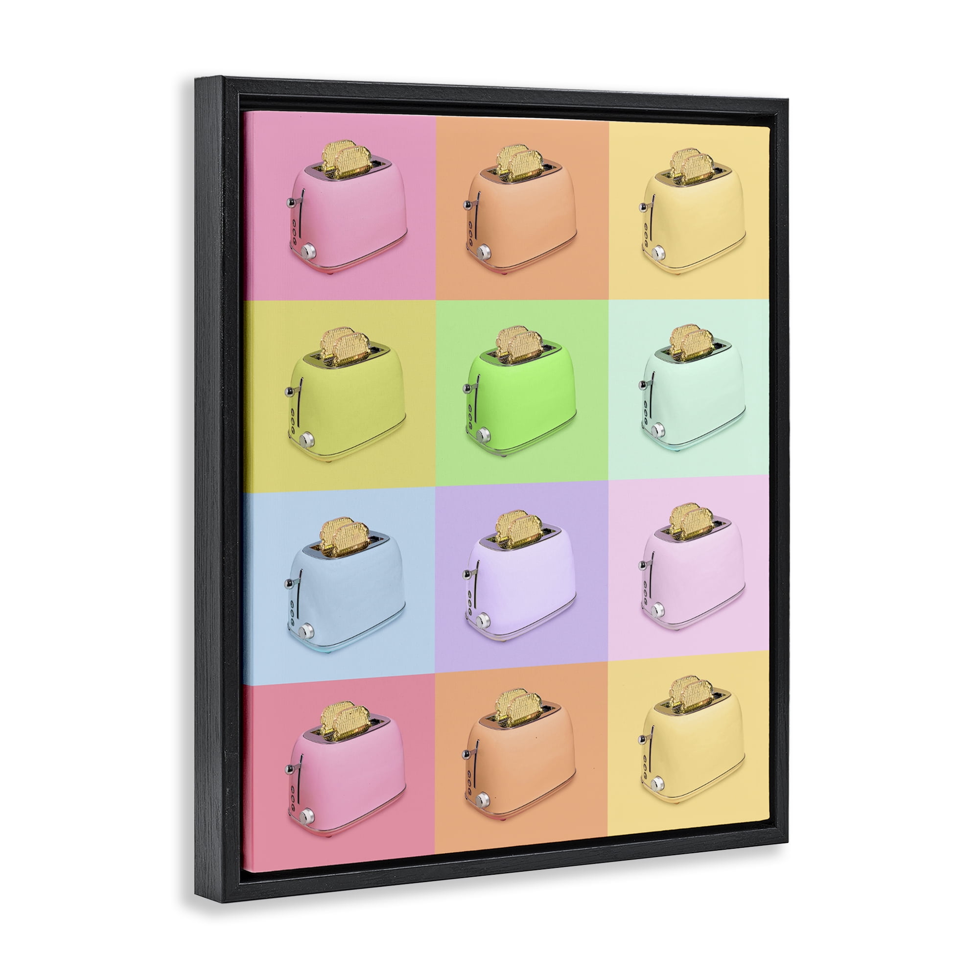 Stupell Industries Golden Disco Toaster Collage Black Framed Floater Canvas Wall Art, design by LISH Creative