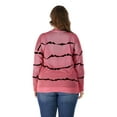 thumbnail image 5 of Frontwalk Women T-shirt Crew Neck Pullover Long Sleeve Sweatshirt Holiday Basic Tops Striped Pink M, 5 of 5