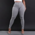 thumbnail image 2 of Boyfriend Jeans for Women Fashion High Waisted Petite Plus Size Stretch Solid Denim Pant Women Pants Grey XXL, 2 of 7