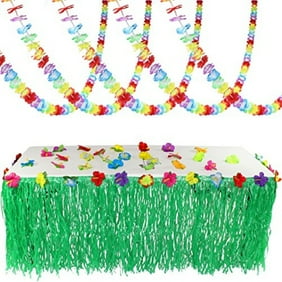9ft Luau Hawaiian Grass Table Skirt Decorations Hula Hibiscus