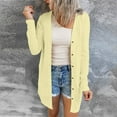 thumbnail image 2 of CAICJ98 Womens Cardigan Women's Long Sleeve Open Front Hoodie Knit Sweater Cardigan Outwear Yellow,M, 2 of 5
