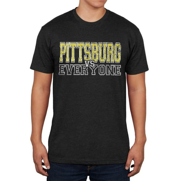 Pittsburg VS Everyone Vintage Distressed Mens Soft T Shirt Vintage Black SM