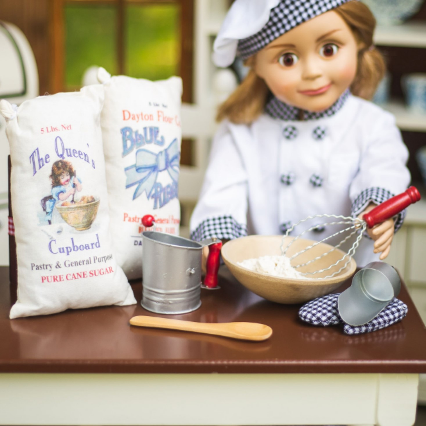 The Queen's Treasures 18 inch Doll Baking Accessories, 7 Piece Vintage Kitchen Baking Tool Set and Food, Compatible with American Girl Doll Furniture