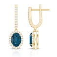 thumbnail image 4 of Rosec Jewels Classic J Hoop Drop Earrings with London Blue Topaz and Diamond for Women - 2.75 CT, 18K Yellow Gold, 4 of 8