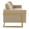 thumbnail image 5 of LeisureMod Lincoln 83" Modern Velvet Upholstered Sofa Couch, Luxury Comfortable 3-Seat Sofa with Gold Metal Steel Frame, Seating Set for Indoor Living Room, Lounge & Office, Beige, 5 of 7