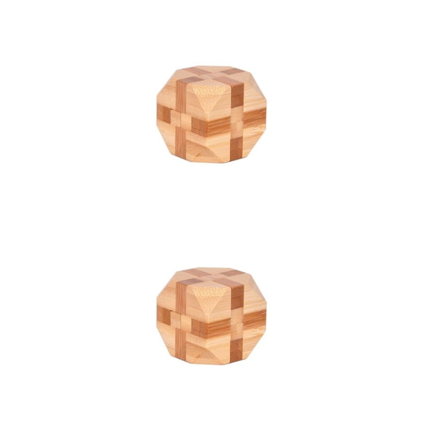 Vogacara Rompecabezas de juguete intelectual, rompecabezas de enclavamiento, juguetes de madera, regalo dulce de bambú, tamaño compacto, tipo tipo 5 2piezas