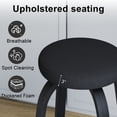 thumbnail image 6 of Set of 2 Swivel Bar Stools, 30 Inch Backless Counter Height Stools with Fabric Upholstered Seat, Solid Wood Legs and Metal Footrest for Home Bars, Kitchen Island, Black, 6 of 7