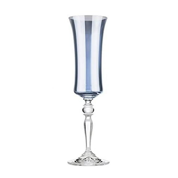 6oz Champagne Flutes Black Sea Hand Blown Lead-free Crystal Champagne Glasses. Elegant Flutes - Gift for Wedding, Anniversary, Christmas. Set of 6.