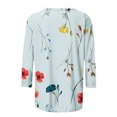 thumbnail image 5 of Pincandy Women's Fashion Printed T-shirt Mid-length 3/4 Sleeves Blouse Round Neck Casual Tops Scoop Neck Short Sleeve Shirts Dressy Casual Cute Summer Tops Trendy Layering Tee Shirts,Sky Blue,L, 5 of 5