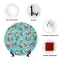 thumbnail image 4 of Balery Sea Otters Family In Blue Water Print Bone China Decorative Plate Ceramic Dinner Plates Art Crafts with Display Stand-6in, 4 of 6