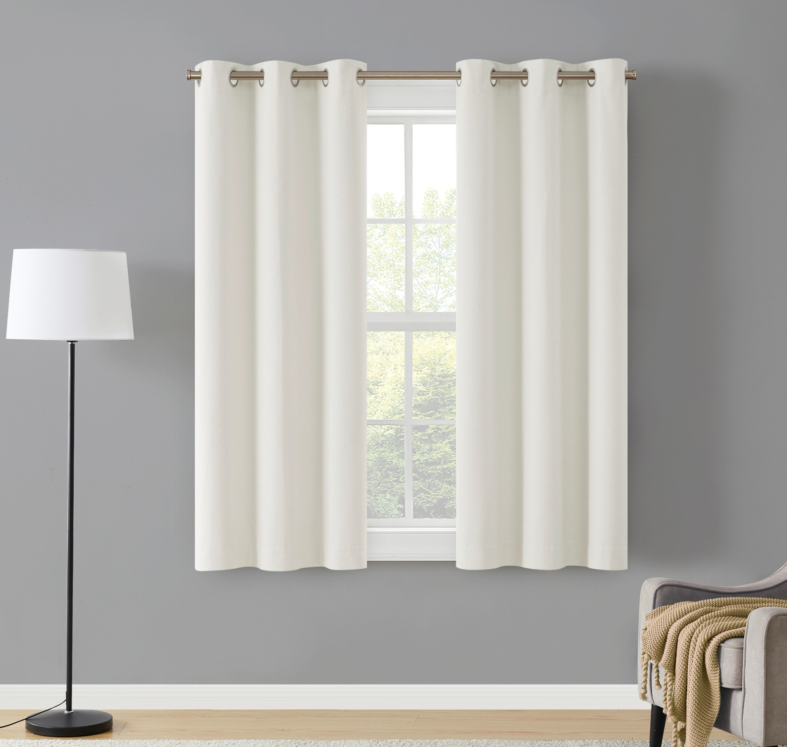 Eclipse Corte Solid Blackout Curtains, Set of 2, 37W x 63L, White