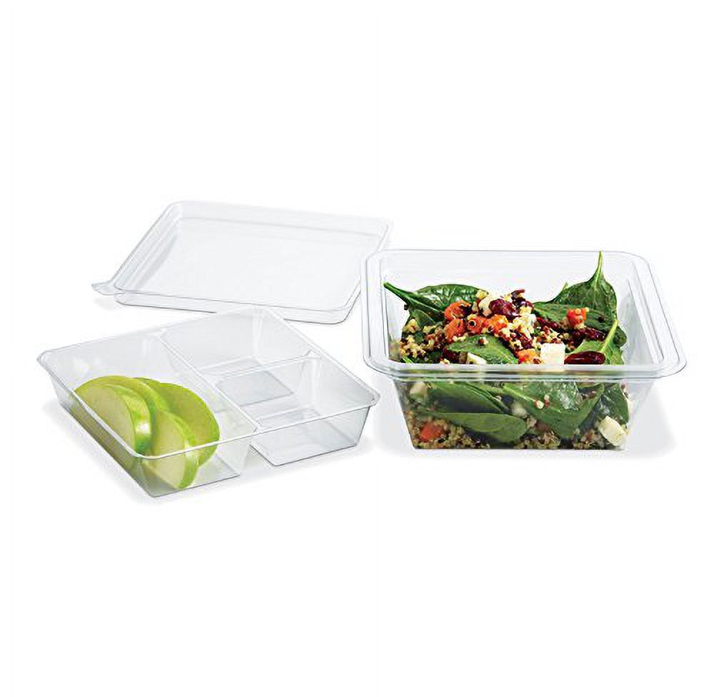 Placon Fresh 'n Clear 16 oz Clear Plastic Container with 3-Compartment Clear Insert Tray and Clear Lid, (100 SETS), PET Material, GoCubesв„ў - image 5 of 6