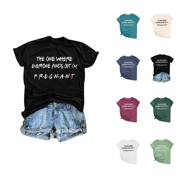 Women Pregnancy Announcement Shirts I'm Pregant T-Shirt Pregnant Mom Tshirt Short Sleeve Crewneck Funny Maternity Tees